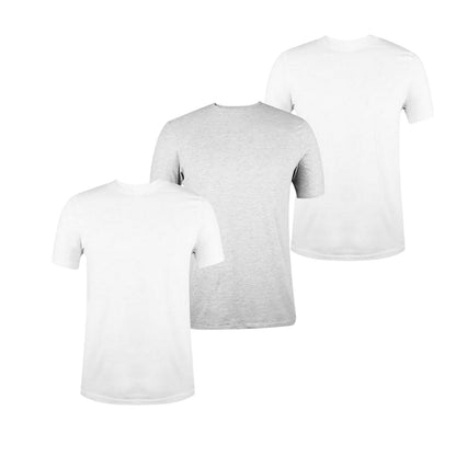 White-Grey Marl - Front - Donnay Mens Plain Crew Neck T-Shirt (Pack of 3)