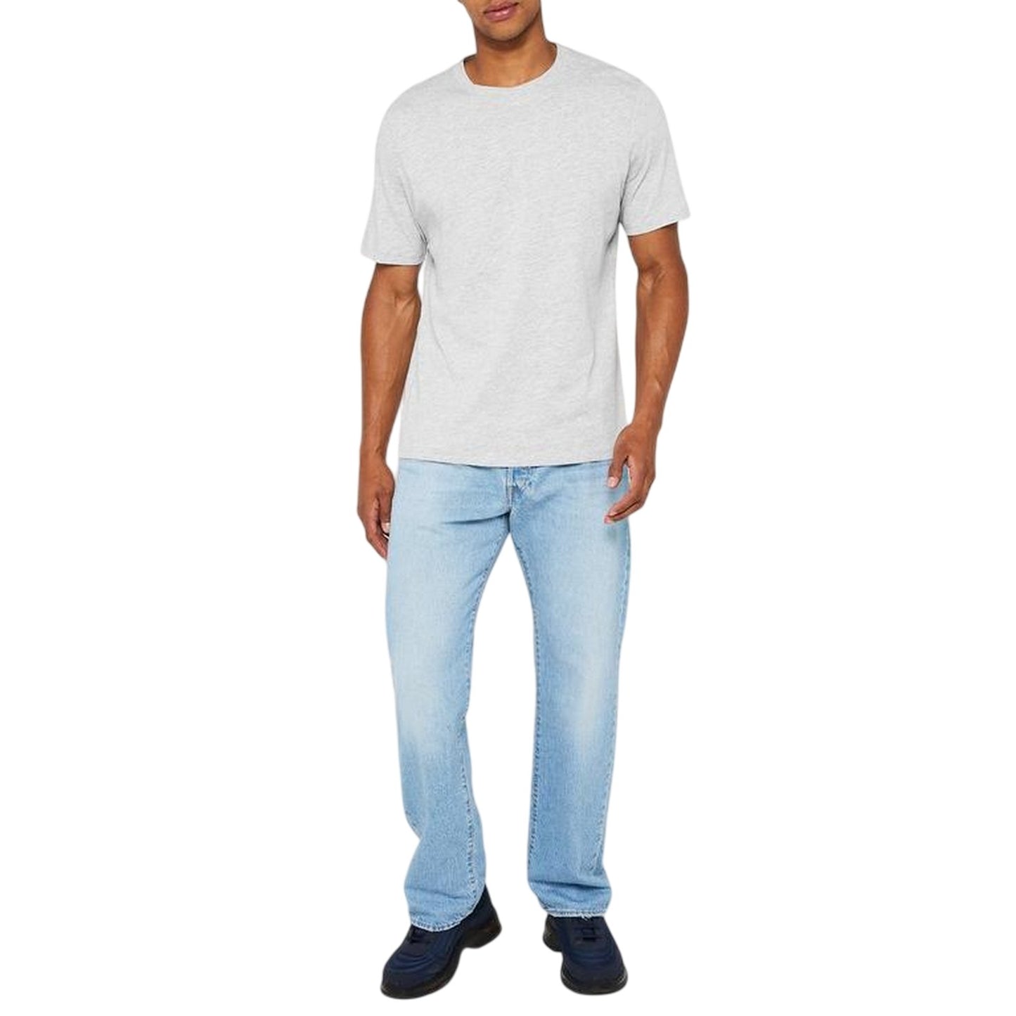 White-Grey Marl - Back - Donnay Mens Plain Crew Neck T-Shirt (Pack of 3)
