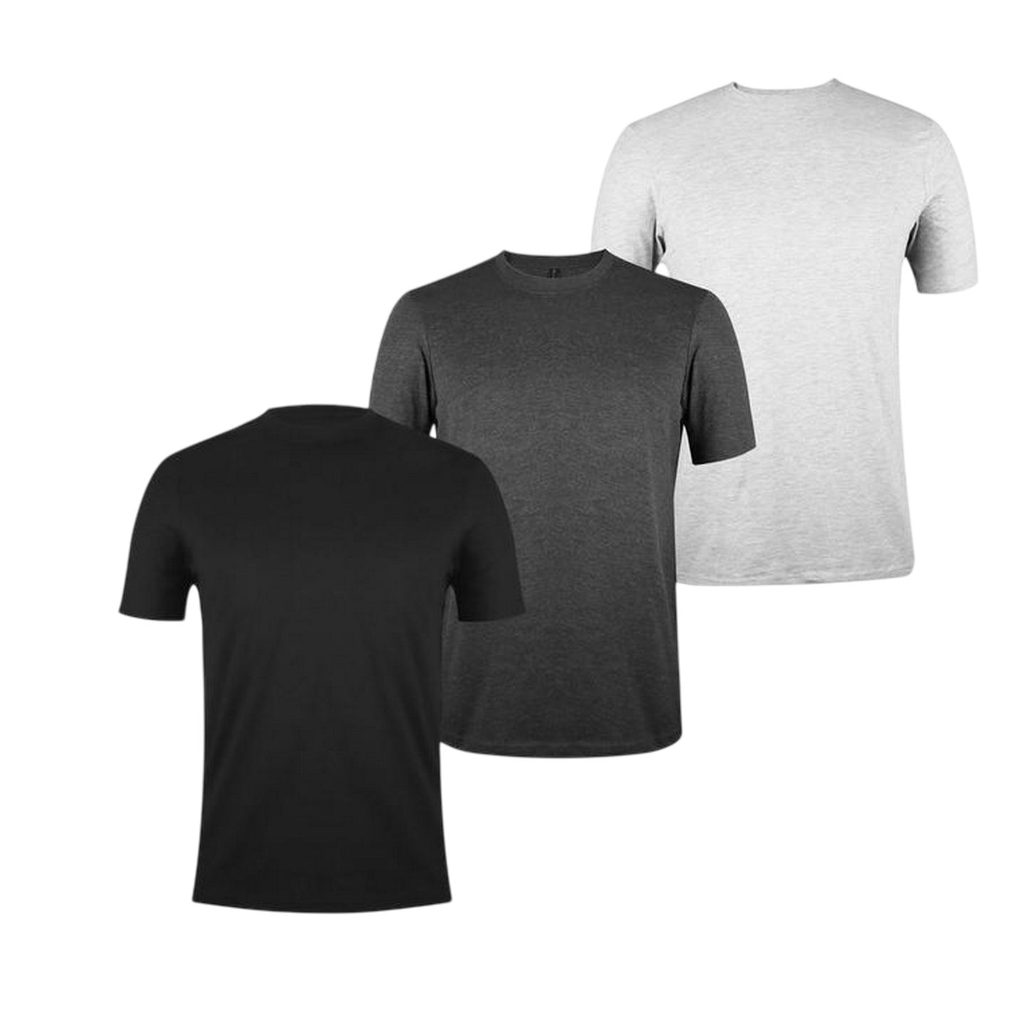 Grey Marl-Charcoal Marl-Black - Front - Donnay Mens Plain Crew Neck T-Shirt (Pack of 3)