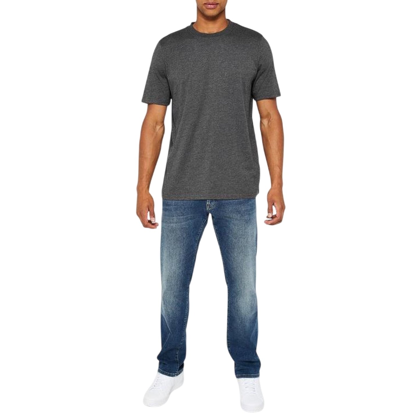Grey Marl-Charcoal Marl-Black - Side - Donnay Mens Plain Crew Neck T-Shirt (Pack of 3)