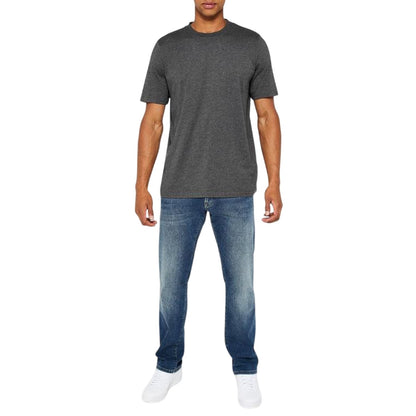 Grey Marl-Charcoal Marl-Black - Side - Donnay Mens Plain Crew Neck T-Shirt (Pack of 3)