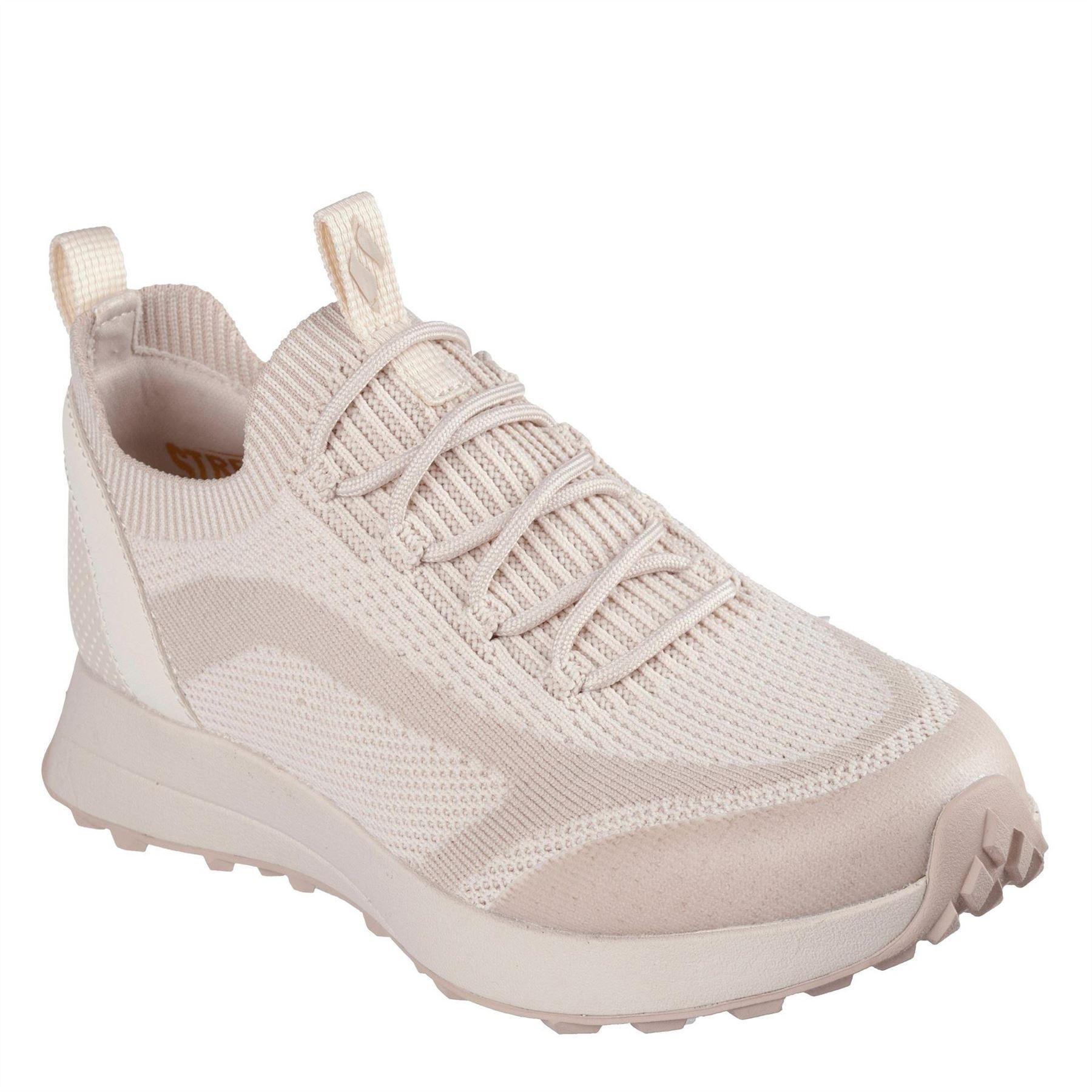Natural - Side - Skechers Womens-Ladies Classic Knitted Trainers