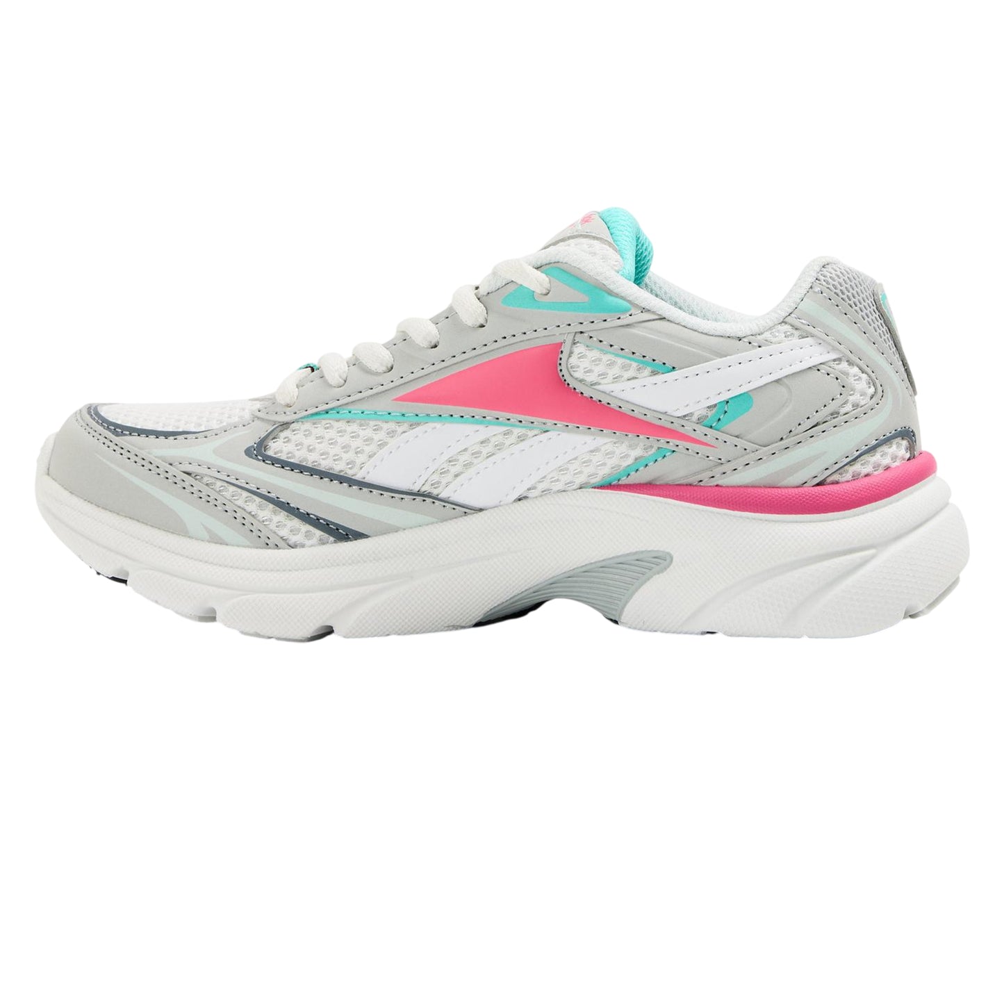 Grey-Pink-Aqua - Back - Reebok Childrens-Kids Colour Block Chunky Sole Trainers