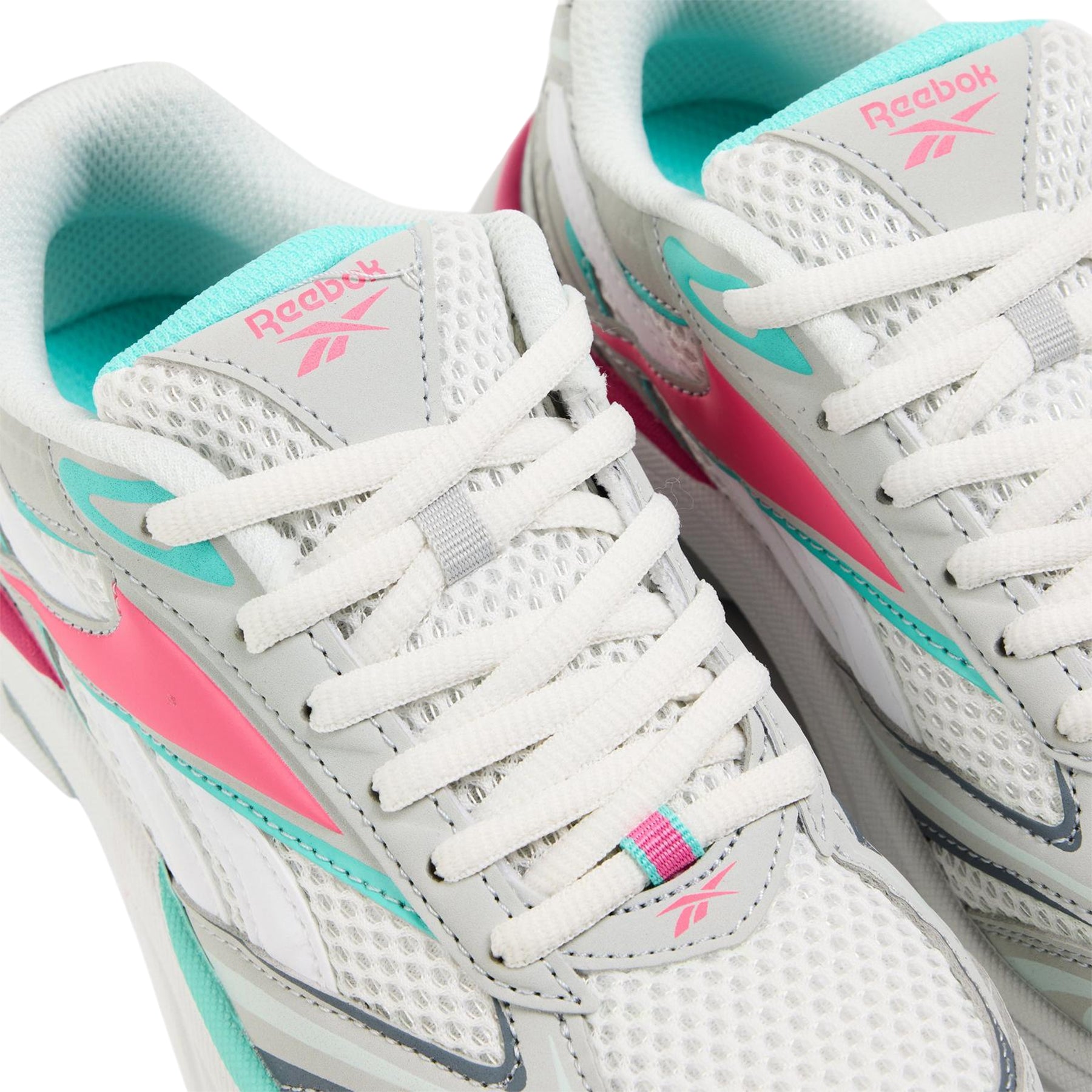 Grey-Pink-Aqua - Side - Reebok Childrens-Kids Colour Block Chunky Sole Trainers