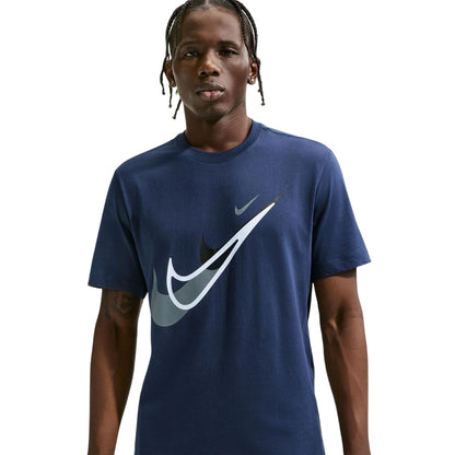 Navy - Side - Nike Mens Swoosh Graphic Print T-Shirt