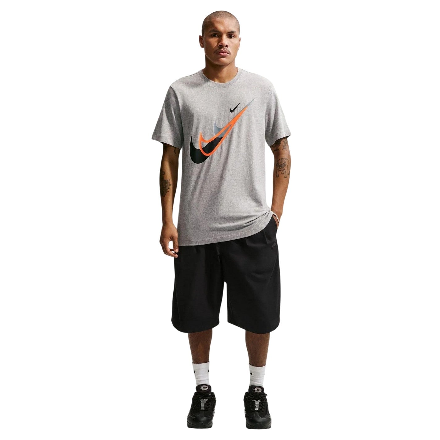 Grey - Front - Nike Mens Swoosh Graphic Print T-Shirt