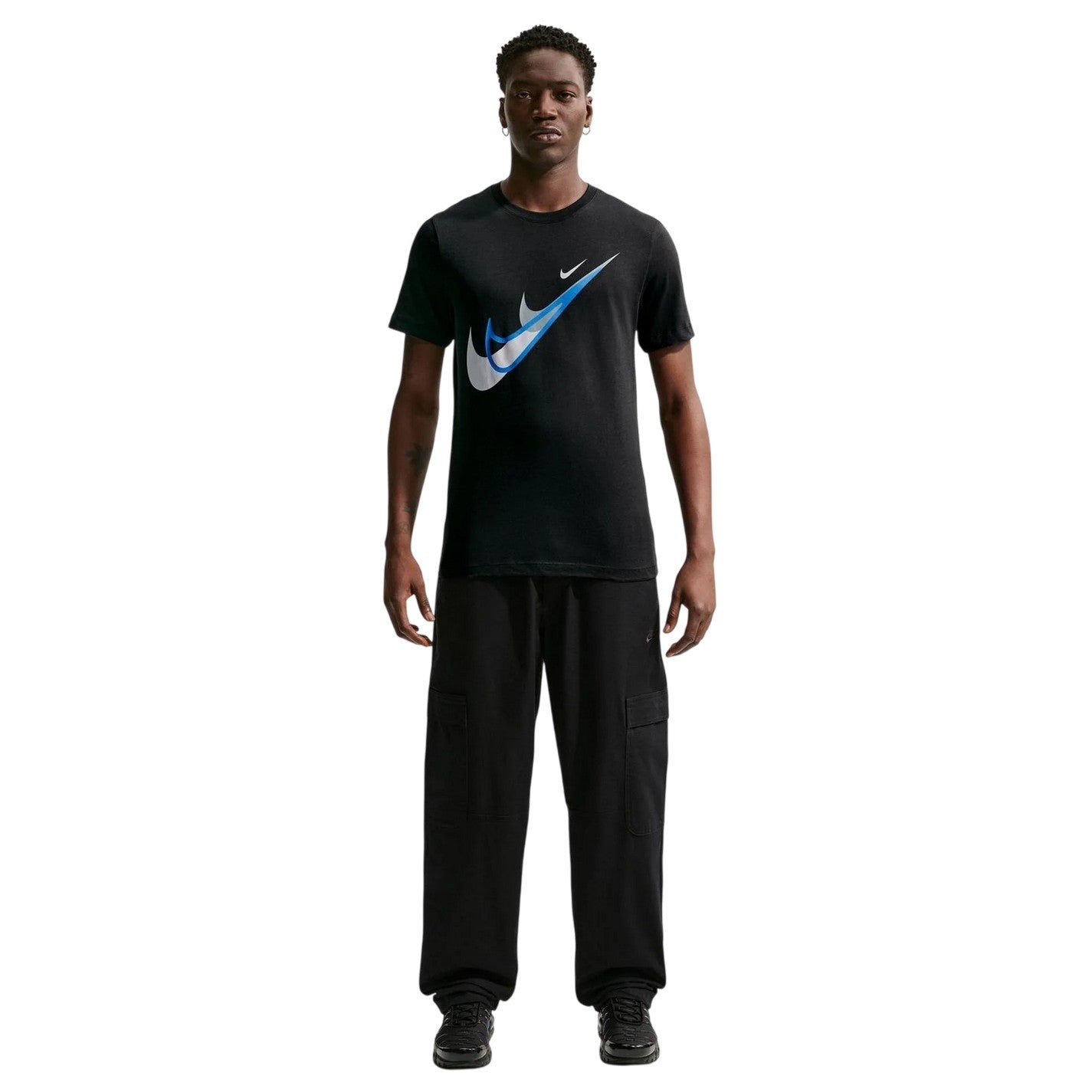 Black - Front - Nike Mens Swoosh Graphic Print T-Shirt