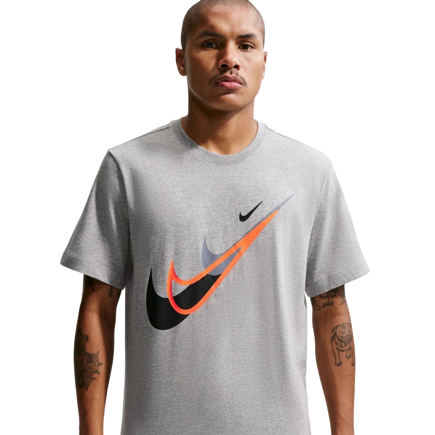 Grey - Side - Nike Mens Swoosh Graphic Print T-Shirt