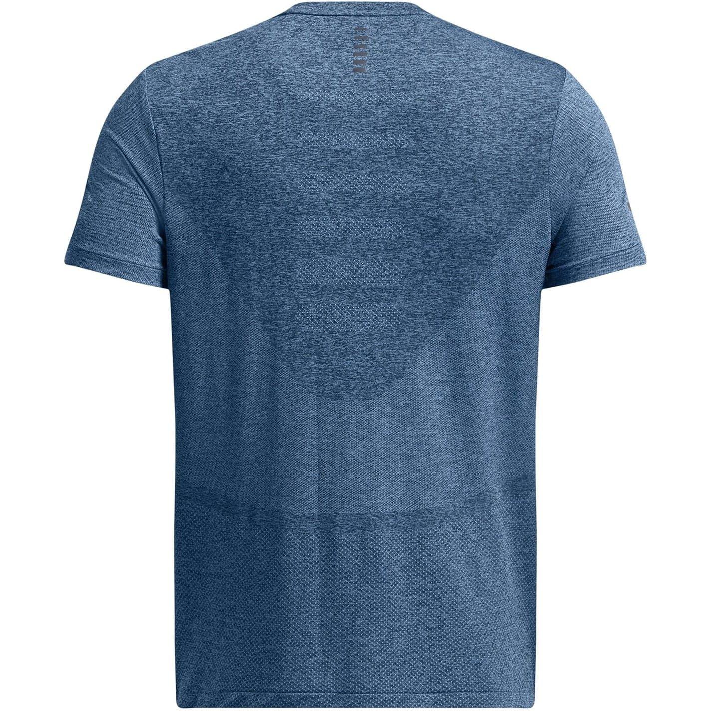 Blue - Back - Under Armour Mens Stride Logo Seamless T-Shirt