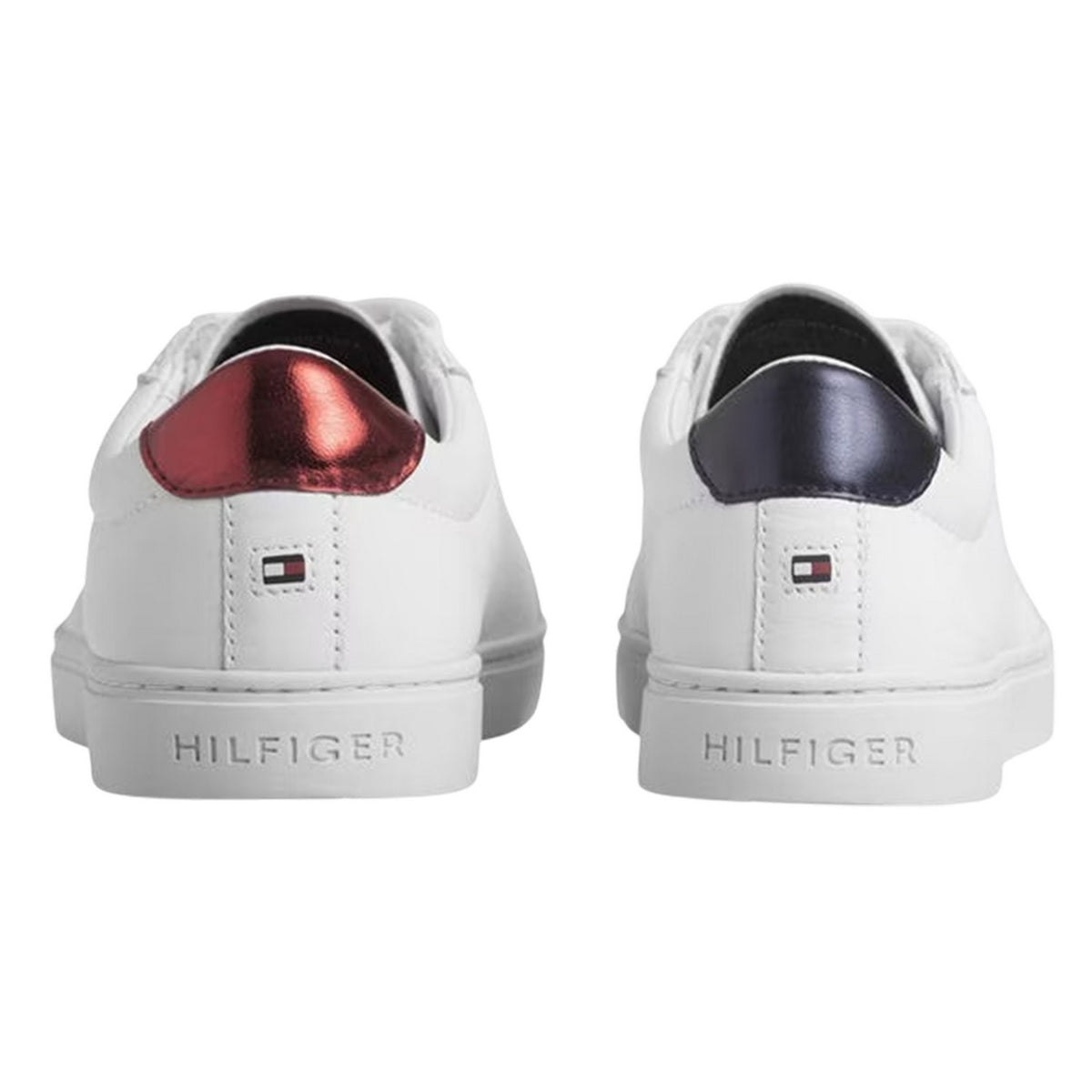 White - Back - Tommy Hilfiger Womens-Ladies Essential Leather Flat Trainers