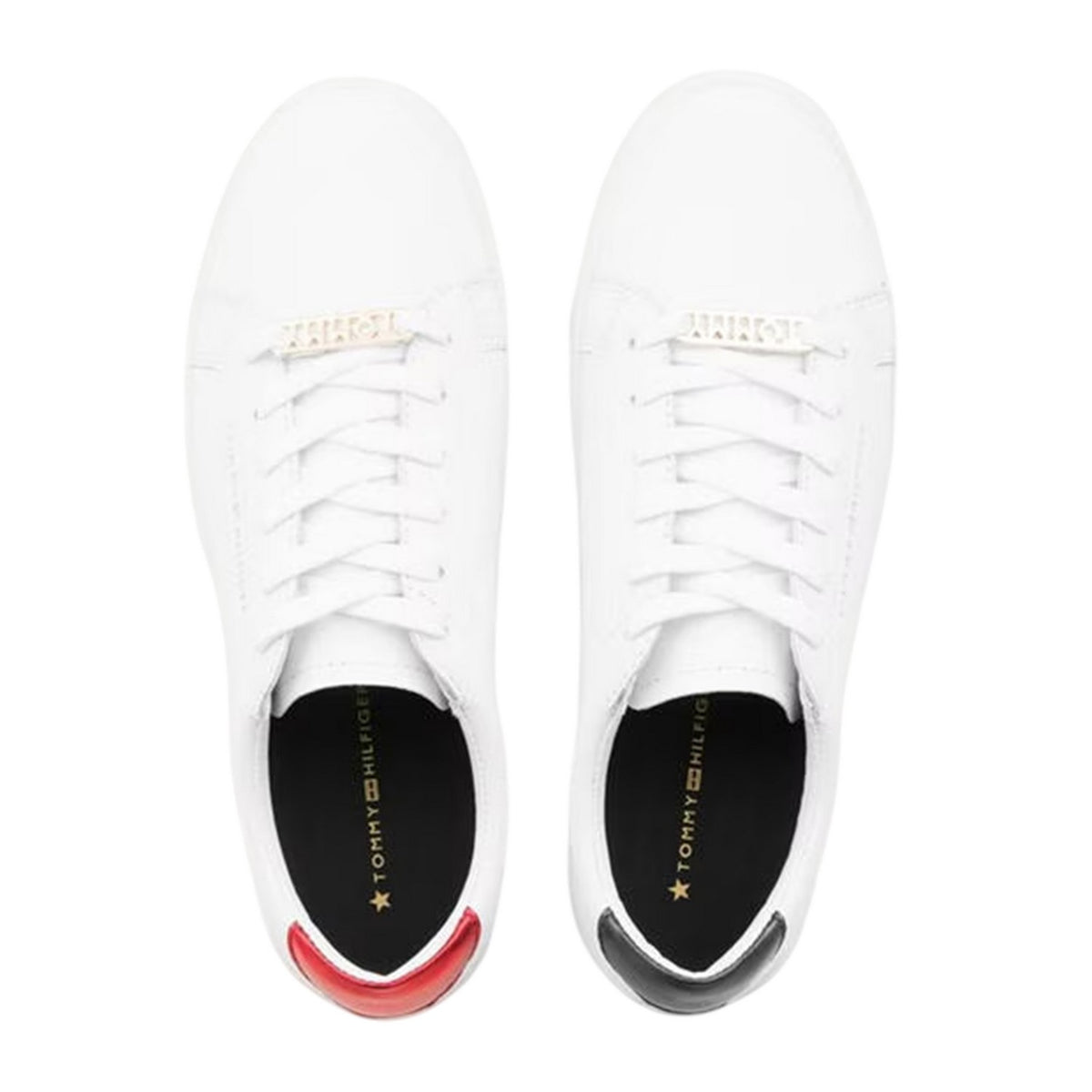 White - Side - Tommy Hilfiger Womens-Ladies Essential Leather Flat Trainers
