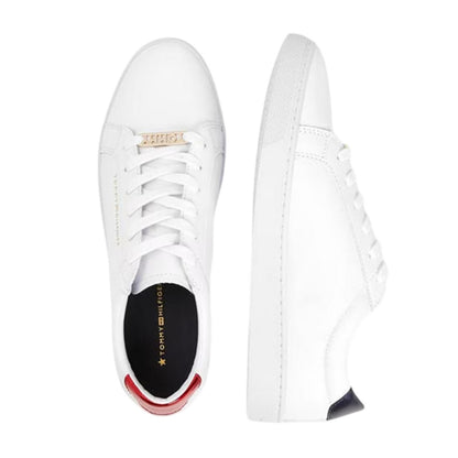 White - Lifestyle - Tommy Hilfiger Womens-Ladies Essential Leather Flat Trainers