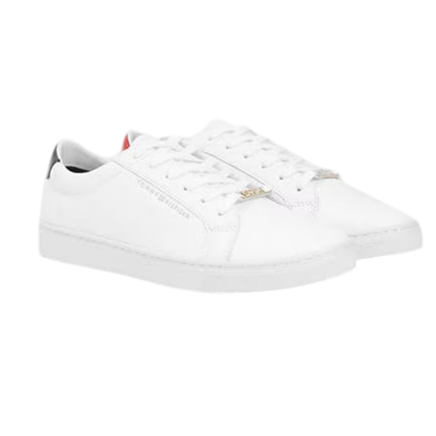 White - Front - Tommy Hilfiger Womens-Ladies Essential Leather Flat Trainers