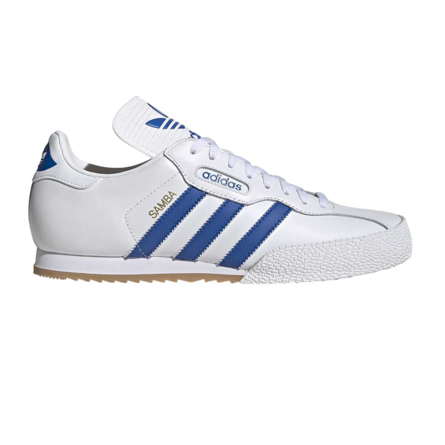 White-Blue - Front - Adidas Mens Samba Leather Trainers