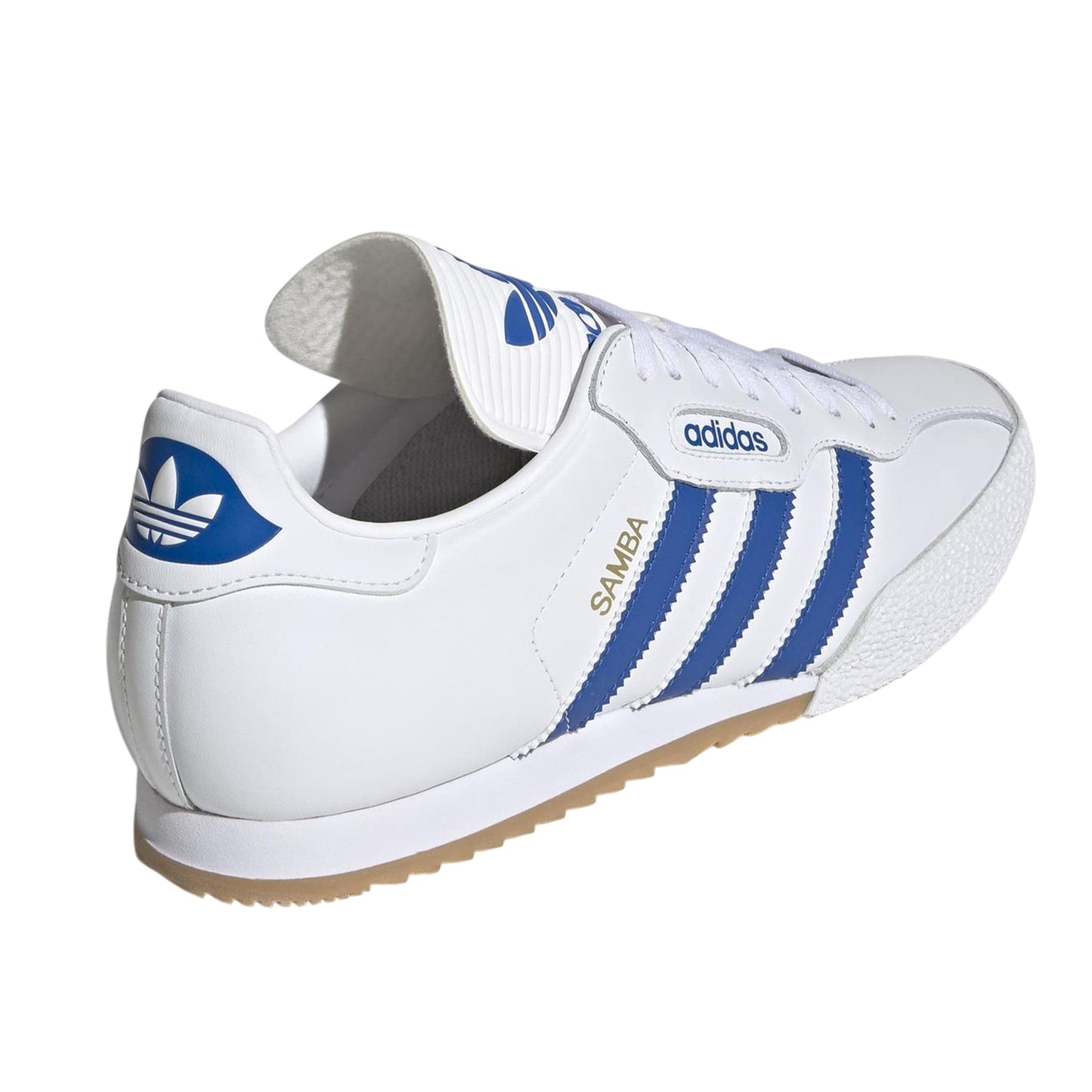 White-Blue - Back - Adidas Mens Samba Leather Trainers
