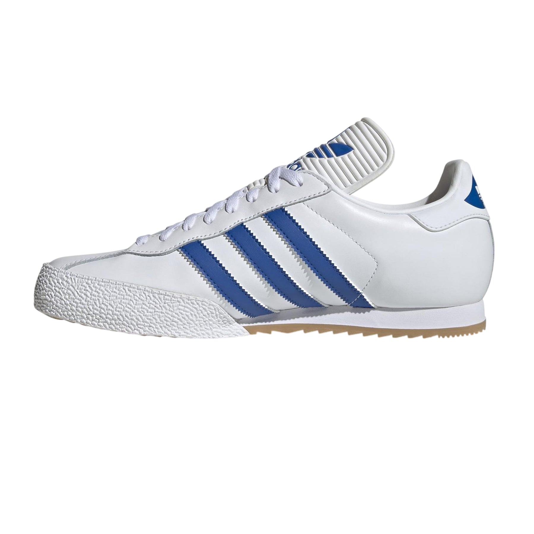 White-Blue - Side - Adidas Mens Samba Leather Trainers