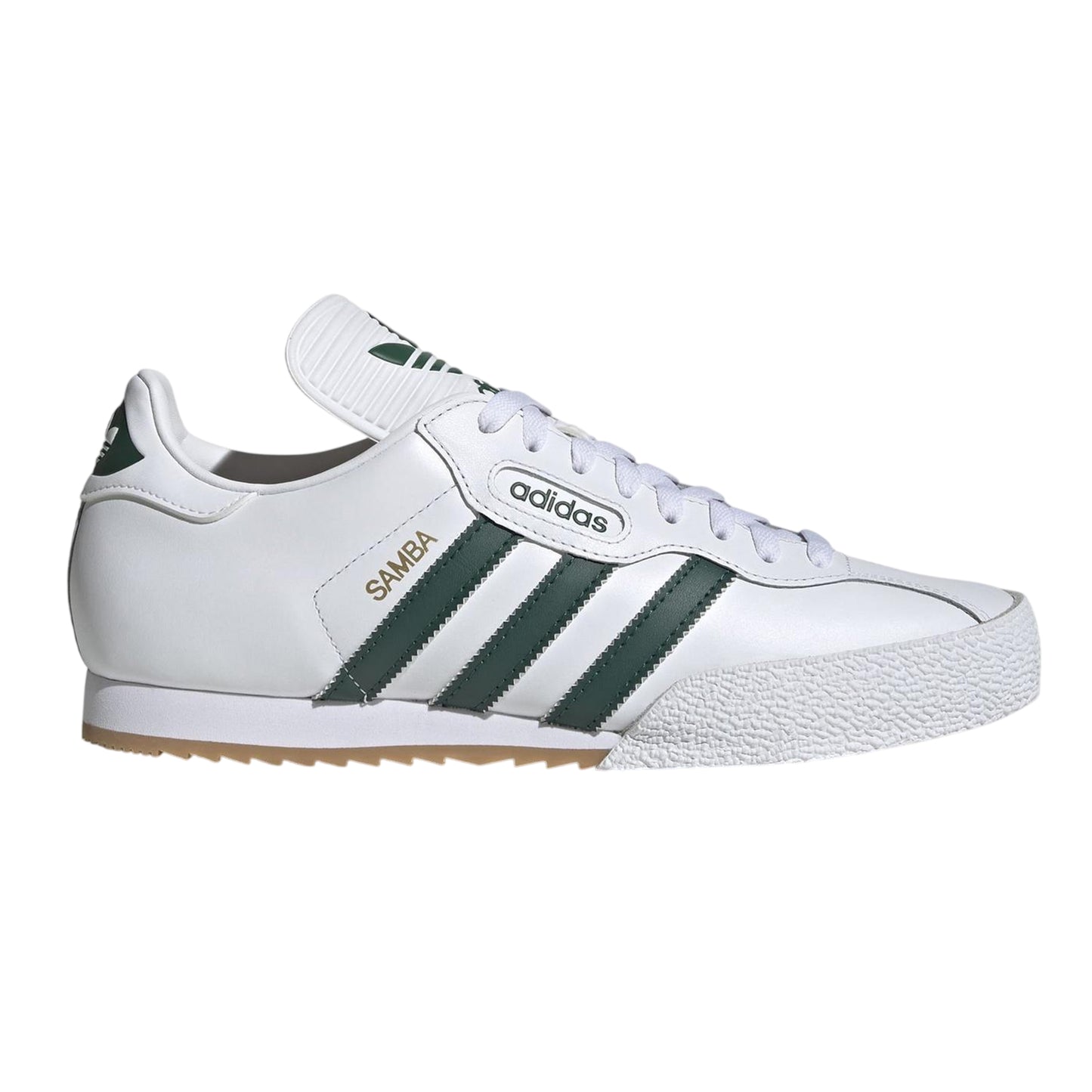 White-Green-Gum - Front - Adidas Mens Samba Leather Trainers