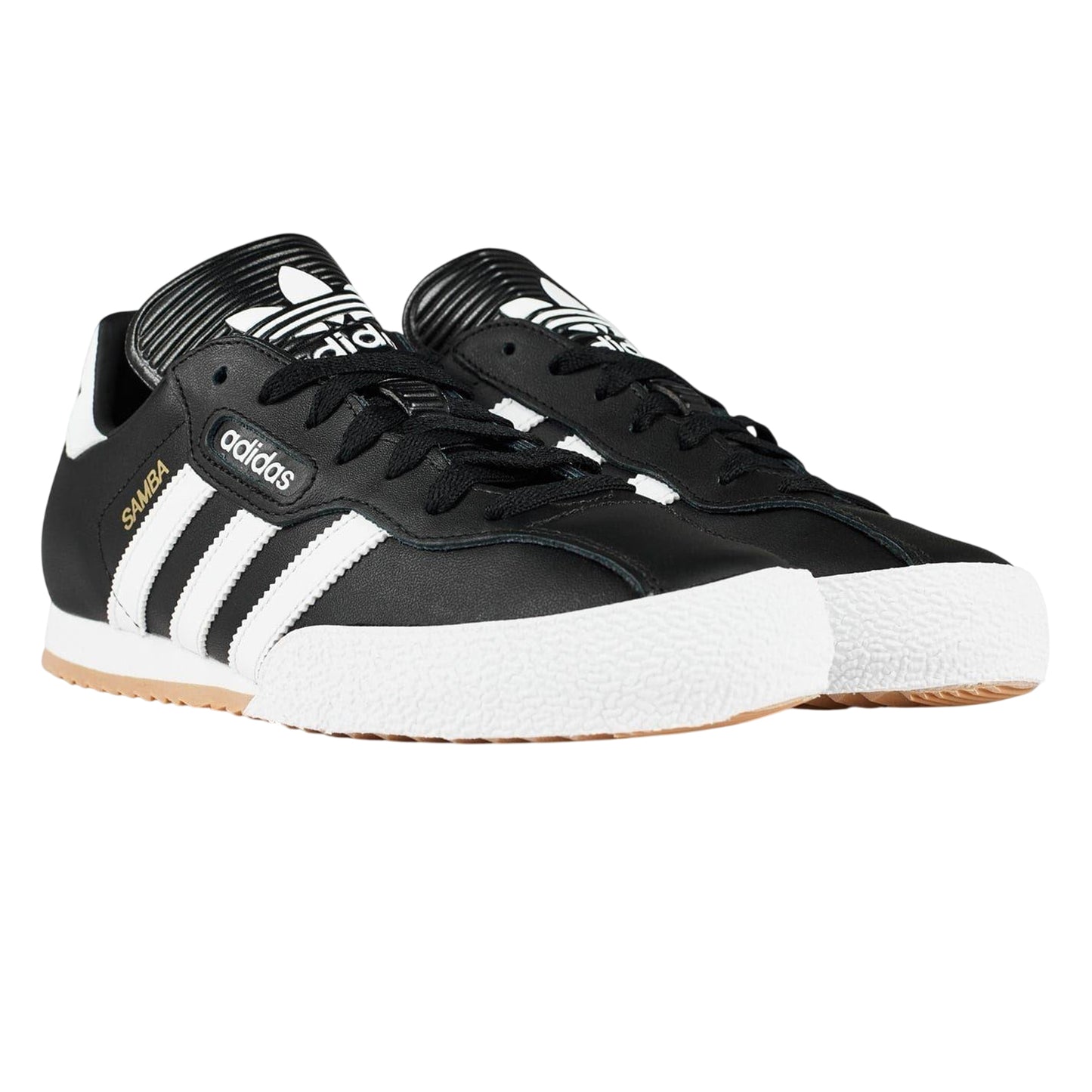 Black-White - Front - Adidas Mens Samba Leather Trainers