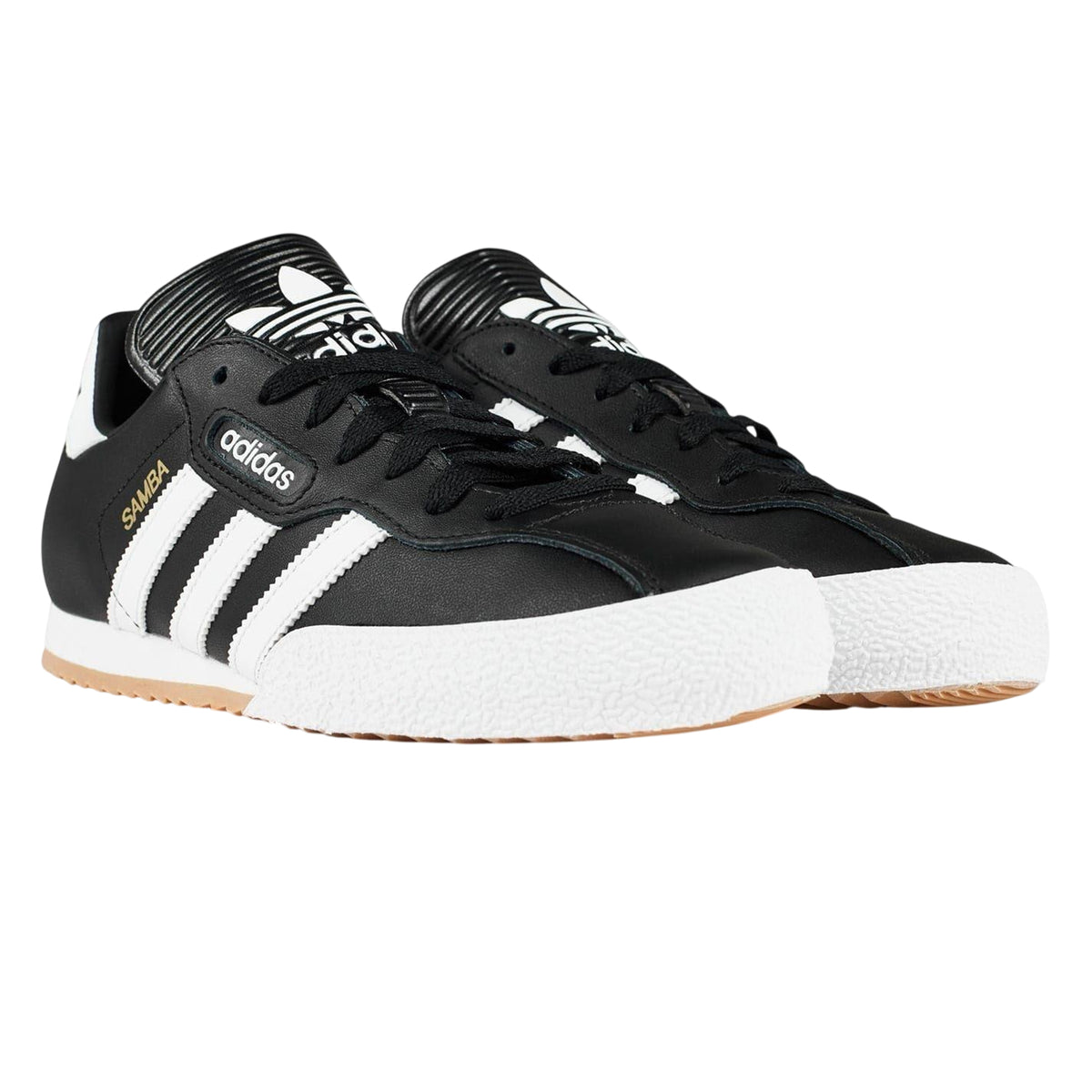 Black-White - Front - Adidas Mens Samba Leather Trainers
