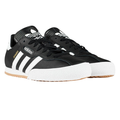 Black-White - Front - Adidas Mens Samba Leather Trainers