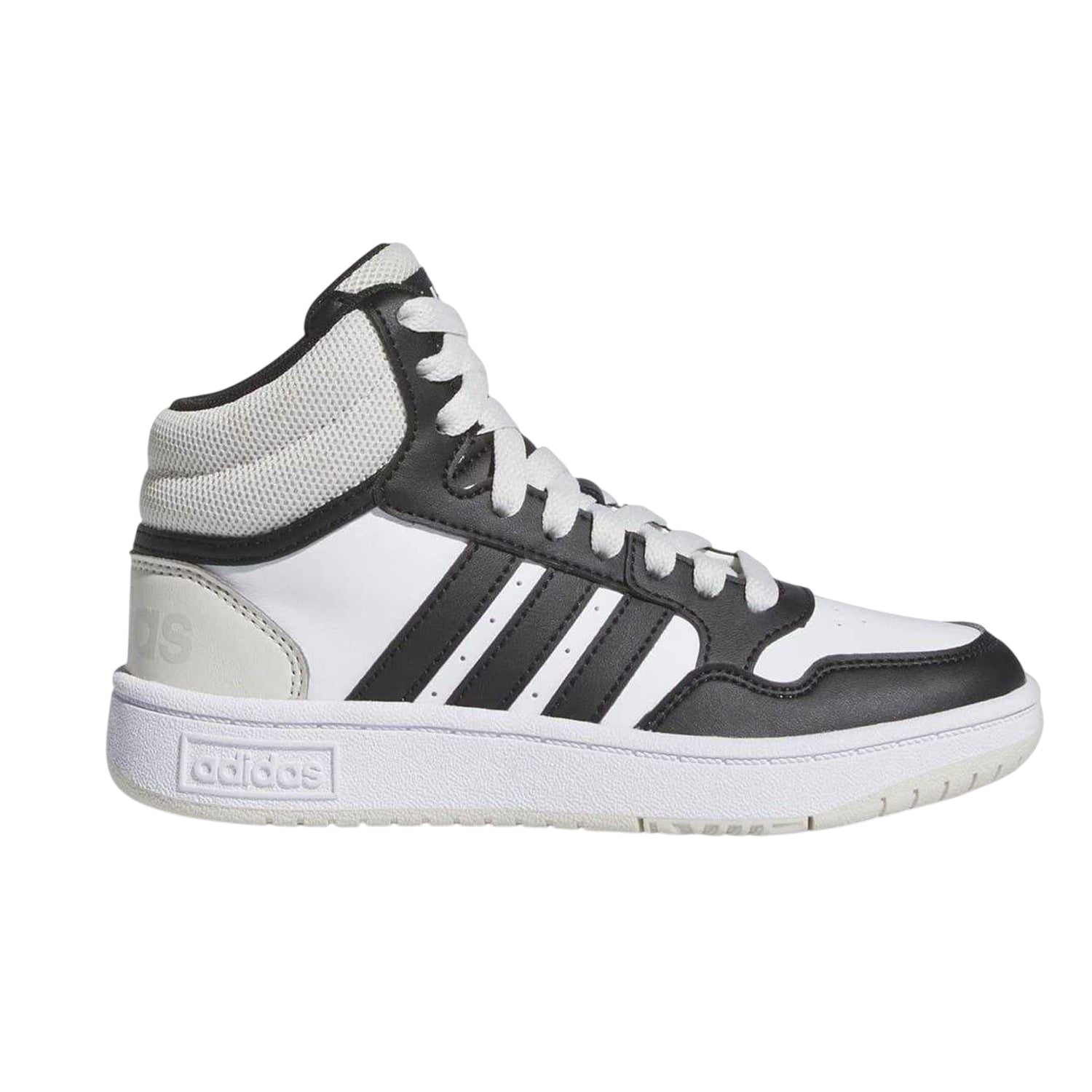 White-Black - Lifestyle - Adidas Boys Hoops 3.0 Leather High-top Flat High Top Trainers