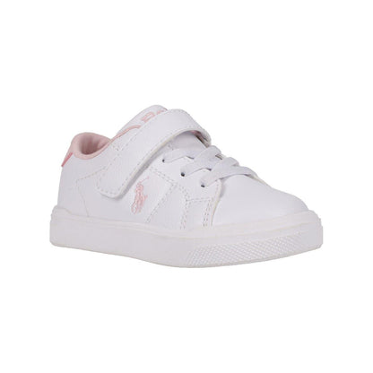 White-Pink - Front - Ralph Lauren Childrens-Kids Sutton Leather Trainers