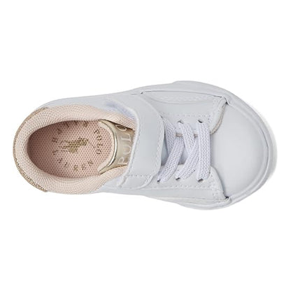 White-Gold - Side - Ralph Lauren Childrens-Kids Sutton Leather Trainers