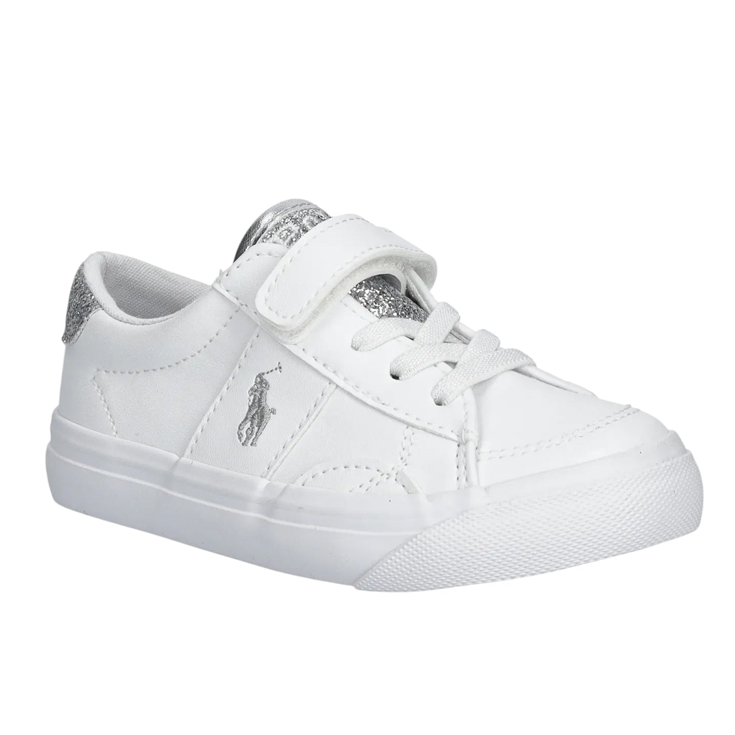 White-Silver - Front - Ralph Lauren Childrens-Kids Sutton Leather Trainers