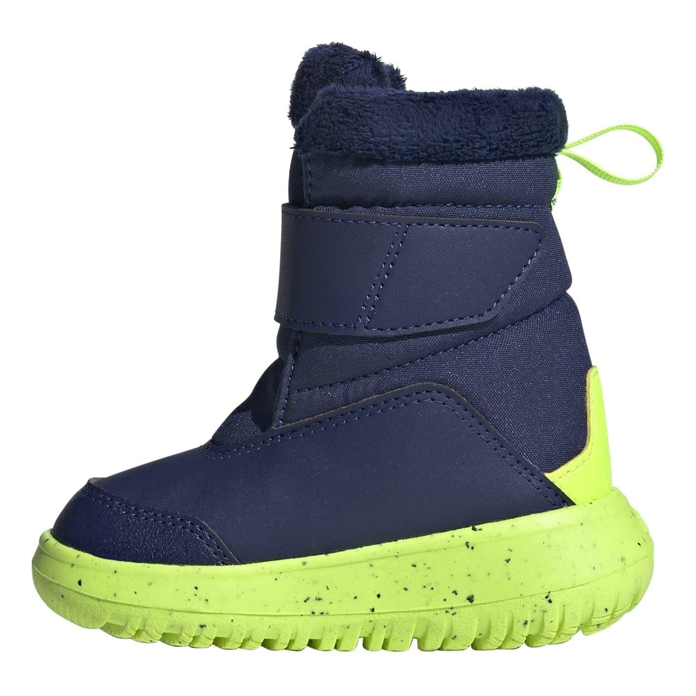 Blue-Green - Side - Adidas Childrens-Kids 3 Stripes Snow Boots