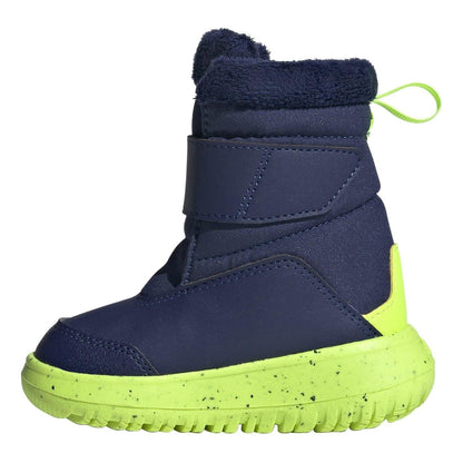 Blue-Green - Side - Adidas Childrens-Kids 3 Stripes Snow Boots