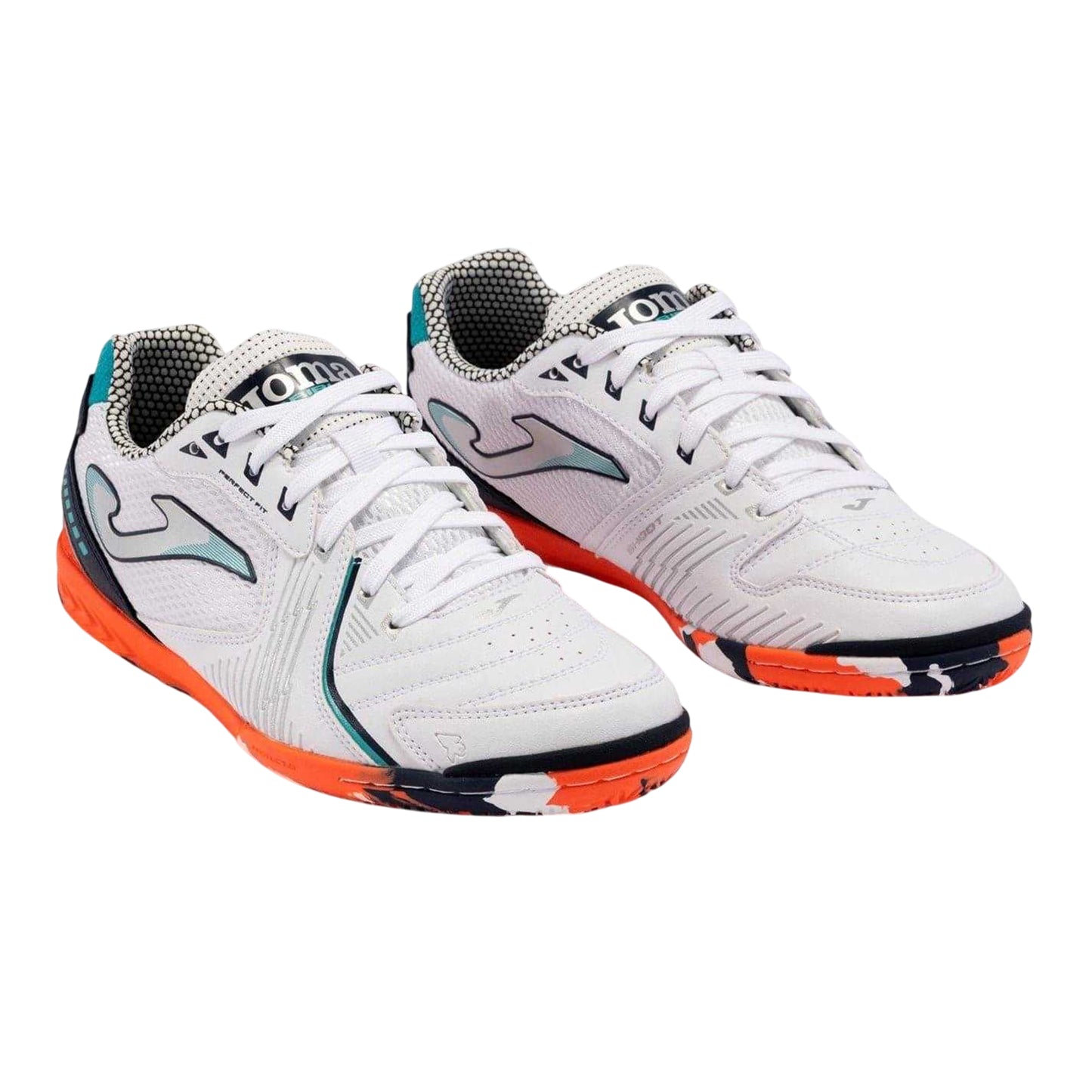 White-Orange - Front - Joma Mens Dribling Dribbling Synthetic Indoor Football Trainers