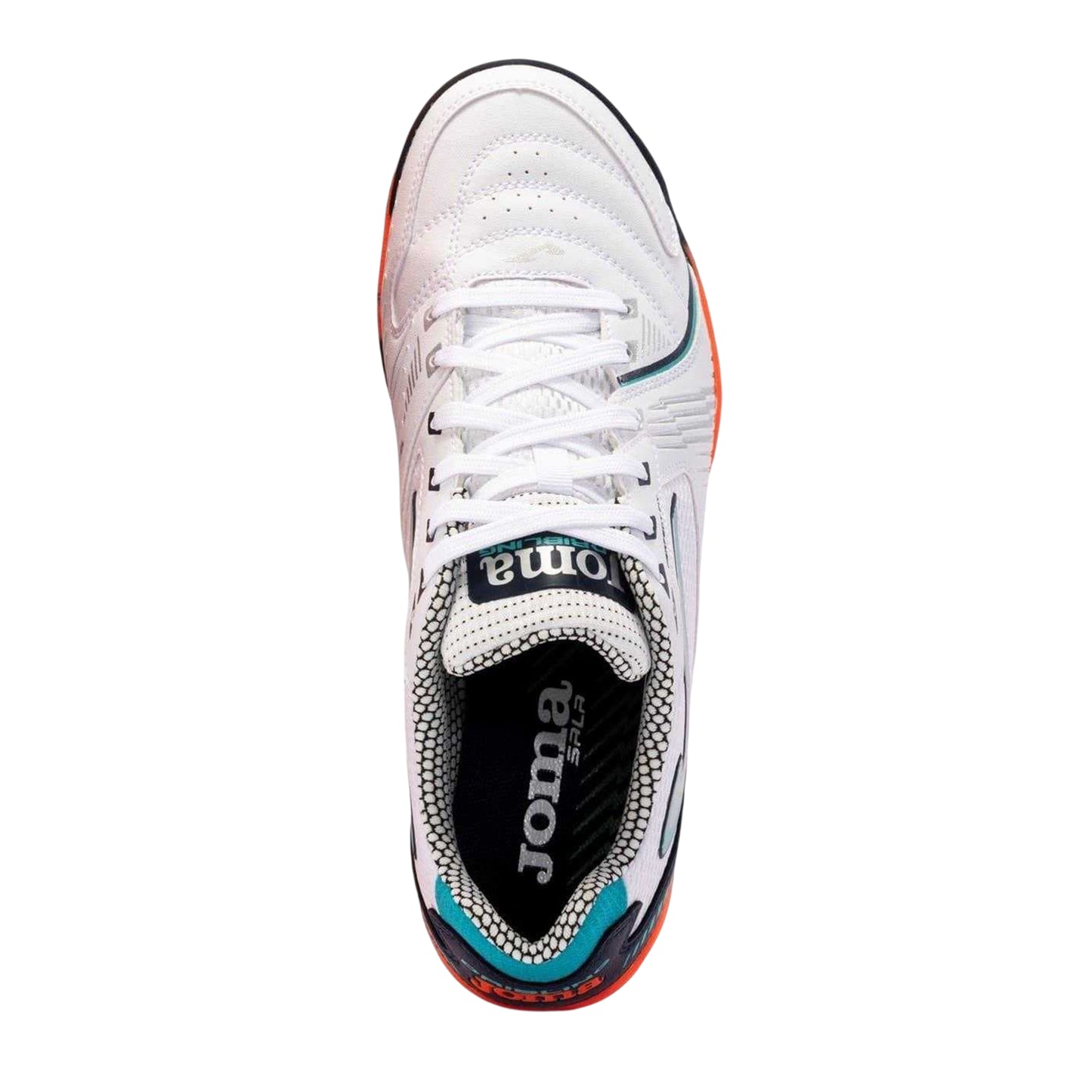 White-Orange - Side - Joma Mens Dribling Dribbling Synthetic Indoor Football Trainers