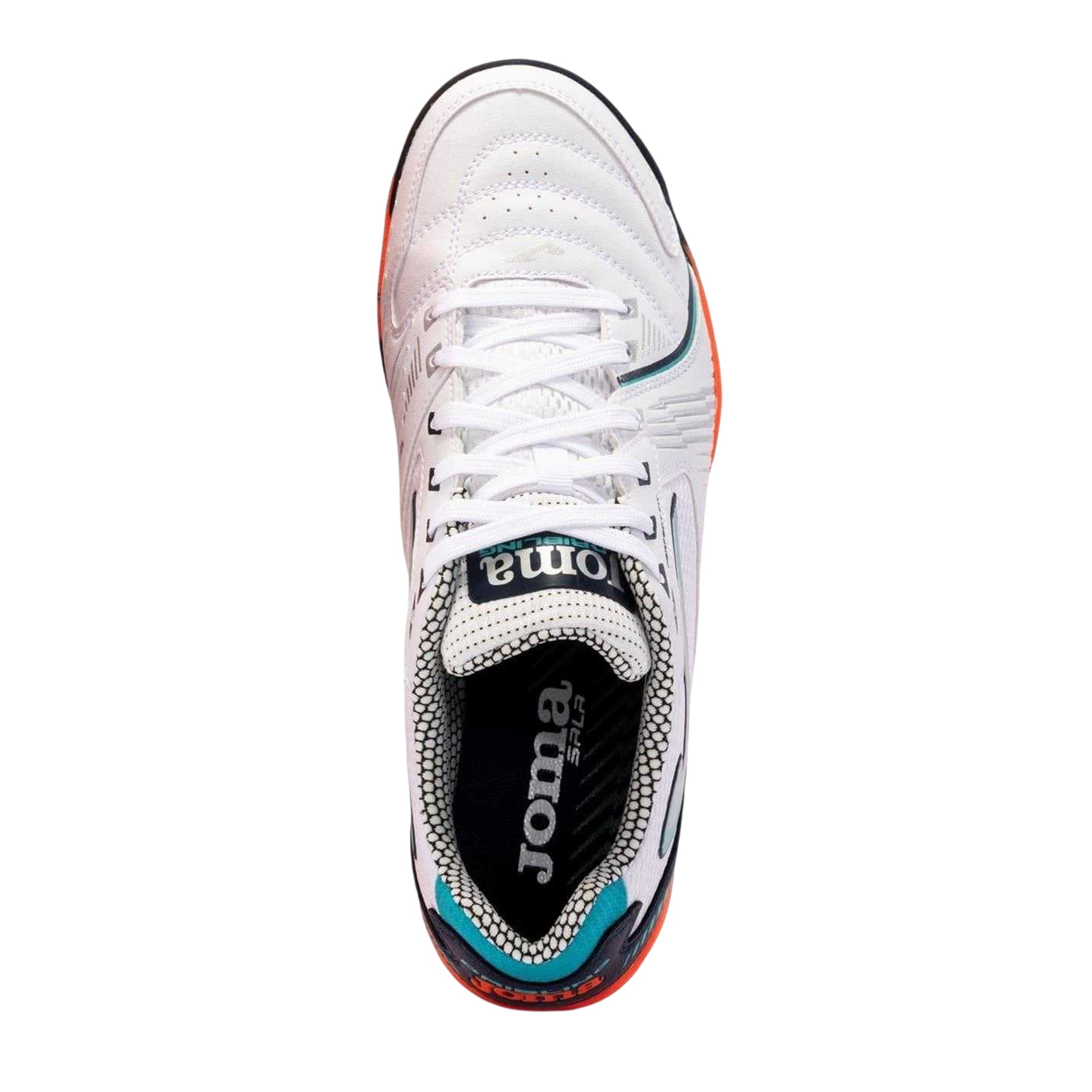 White-Orange - Side - Joma Mens Dribling Dribbling Synthetic Indoor Football Trainers