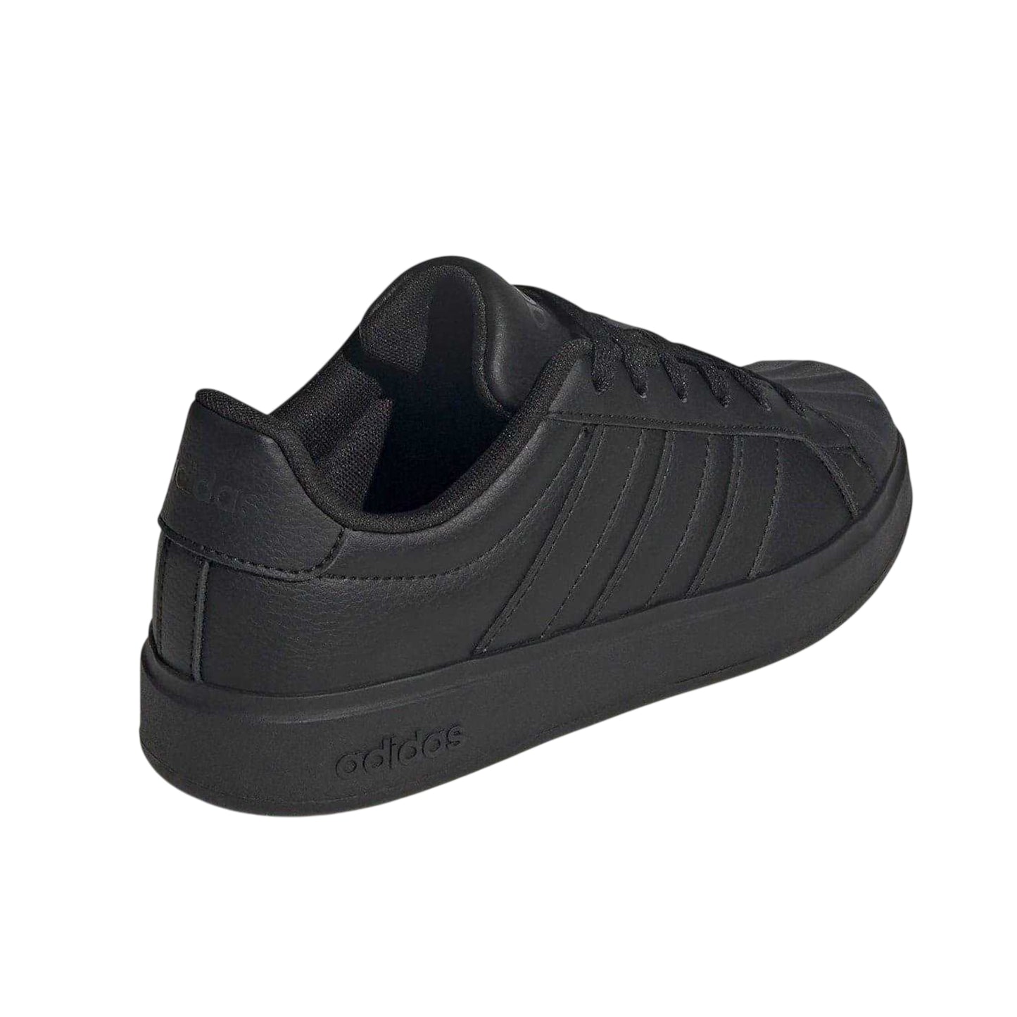 Triple Black - Back - Adidas Childrens-Kids Superstar Streetalk Flat Trainers