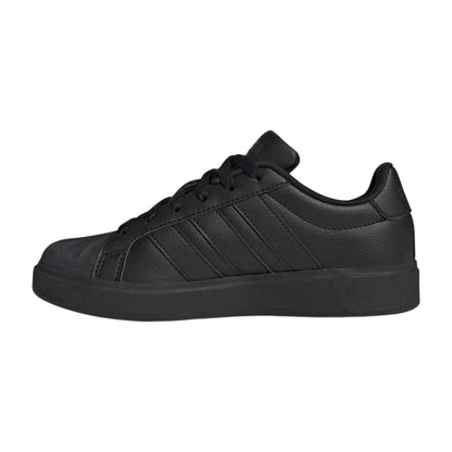 Triple Black - Side - Adidas Childrens-Kids Superstar Streetalk Flat Trainers