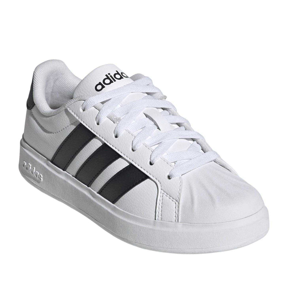White-Black - Front - Adidas Childrens-Kids Superstar Streetalk Flat Trainers