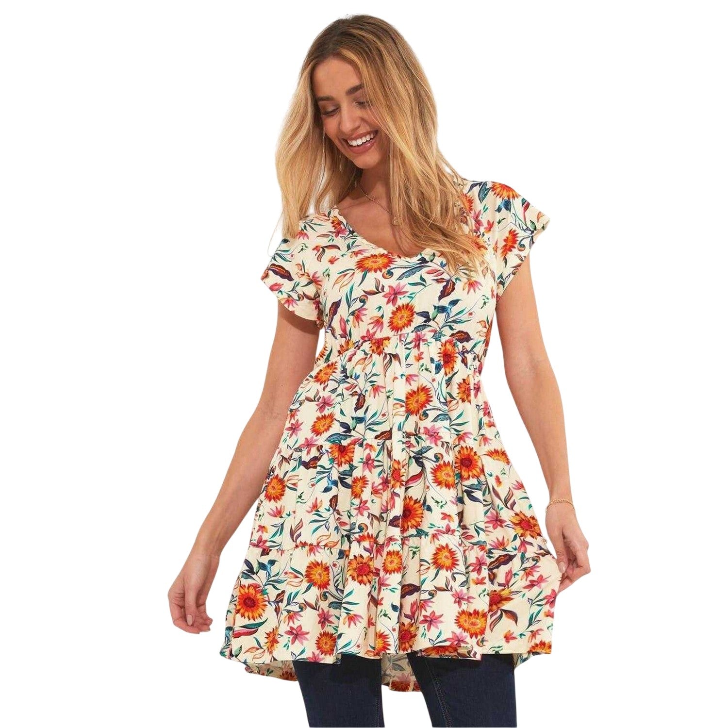 Multicoloured Print - Side - Joe Browns Womens-Ladies Floral Tunic Dress