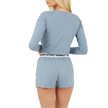 Citadel Blue - Back - Brave Soul Womens-Ladies Weekend Mode Plain Loungewear Set