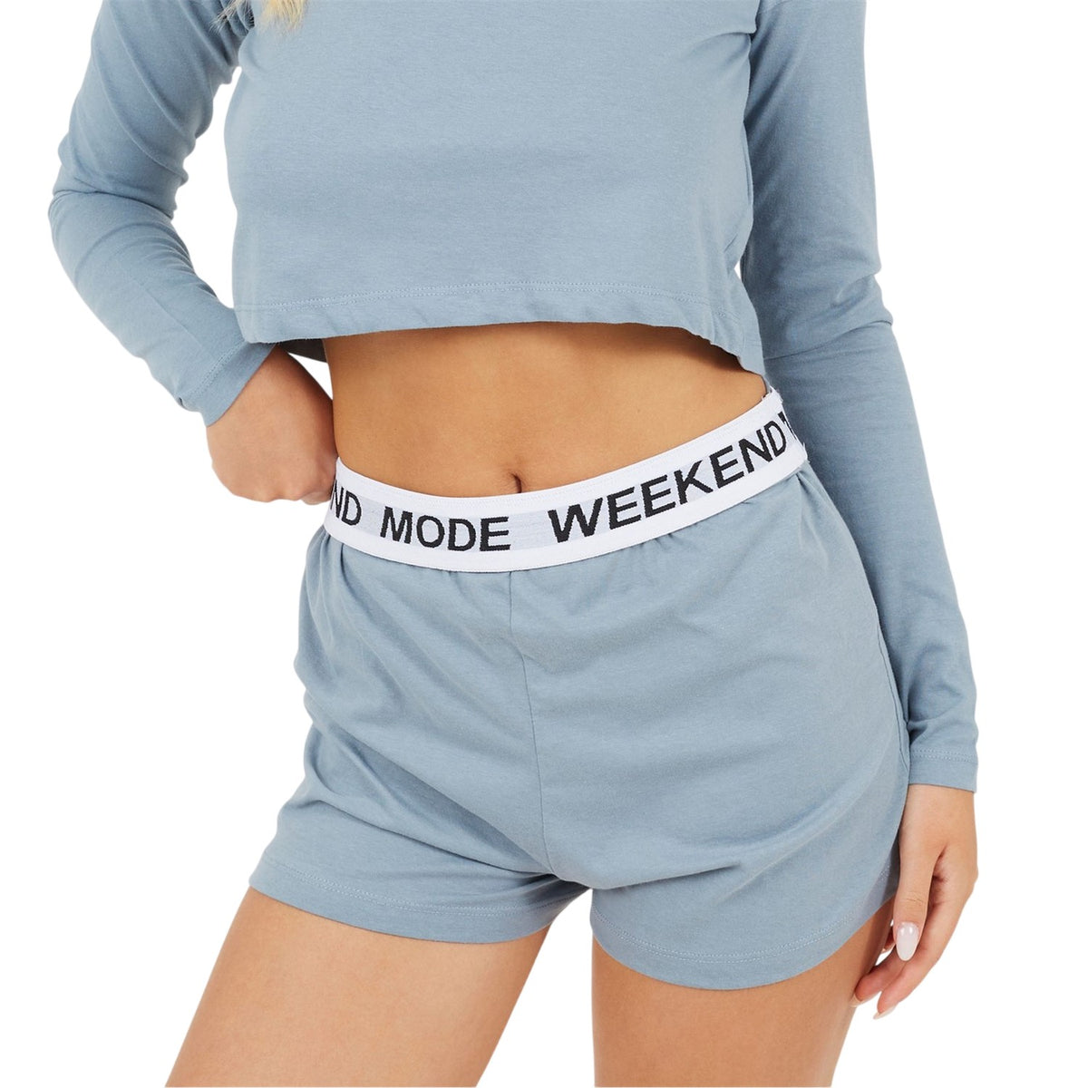 Citadel Blue - Side - Brave Soul Womens-Ladies Weekend Mode Plain Loungewear Set