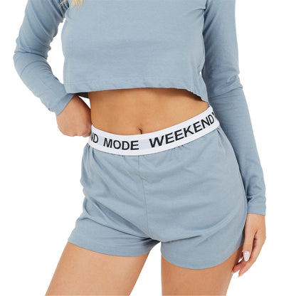 Citadel Blue - Side - Brave Soul Womens-Ladies Weekend Mode Plain Loungewear Set