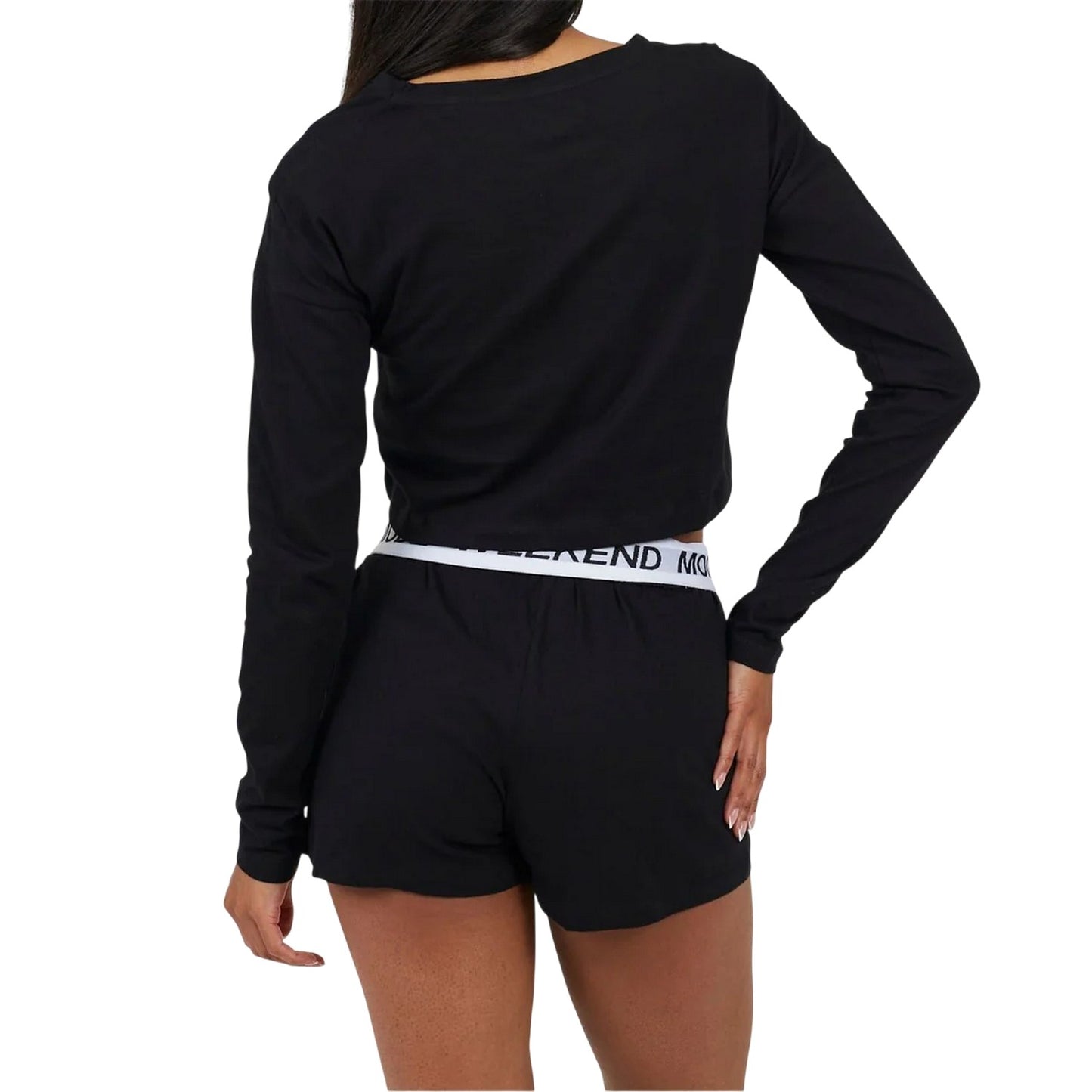 Black - Back - Brave Soul Womens-Ladies Weekend Mode Plain Loungewear Set