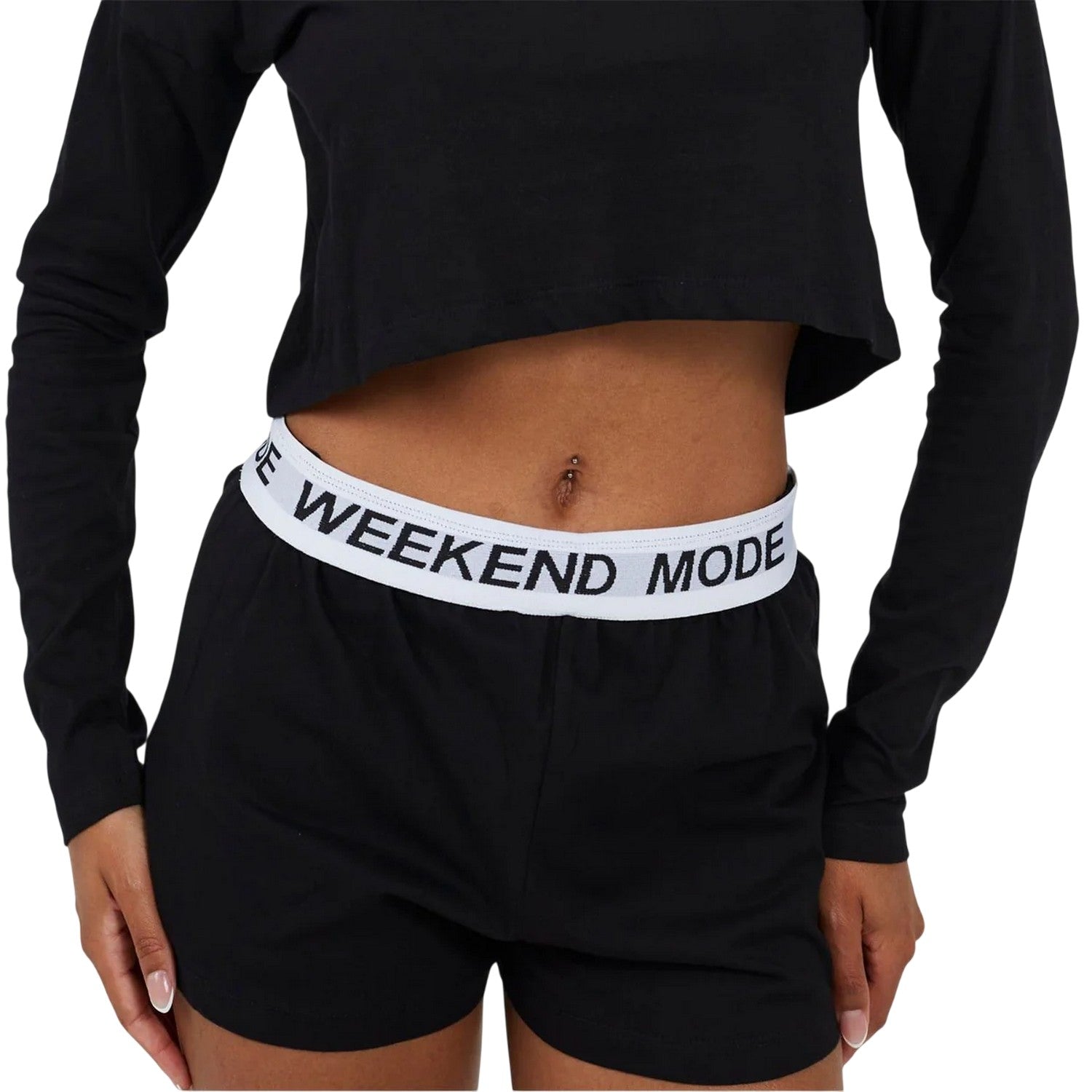 Black - Side - Brave Soul Womens-Ladies Weekend Mode Plain Loungewear Set
