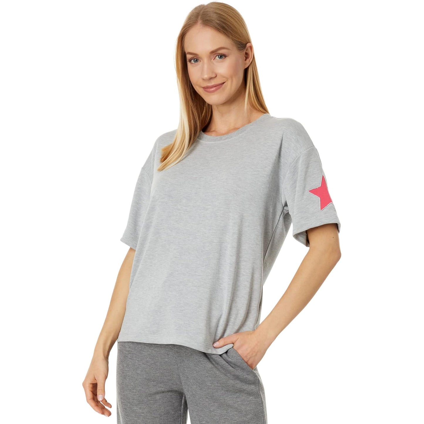Heather Grey Marl - Front - PJ Salvage Womens-Ladies Star Relaxed Fit T-Shirt