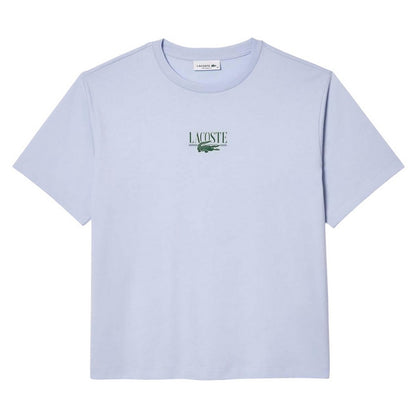Blue - Front - Lacoste Womens-Ladies Printed Cotton Relaxed Fit T-Shirt