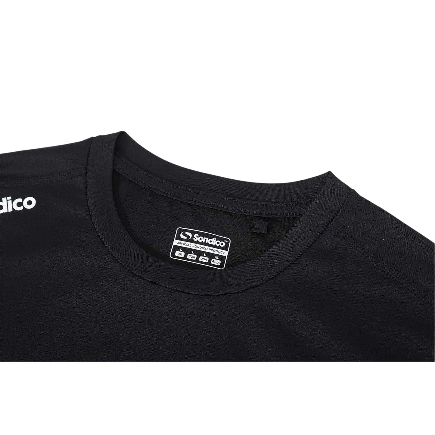 Black - Side - Sondico Mens Core Long-Sleeved Base Layer Top
