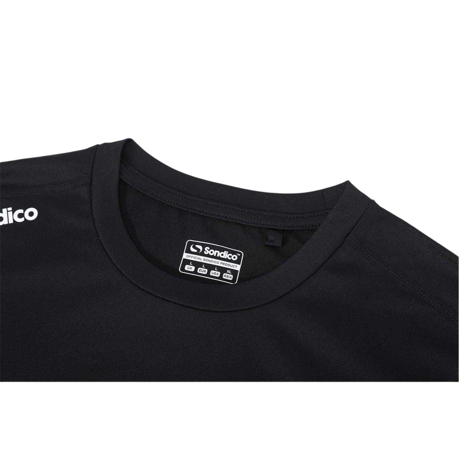 Black - Side - Sondico Mens Core Long-Sleeved Base Layer Top