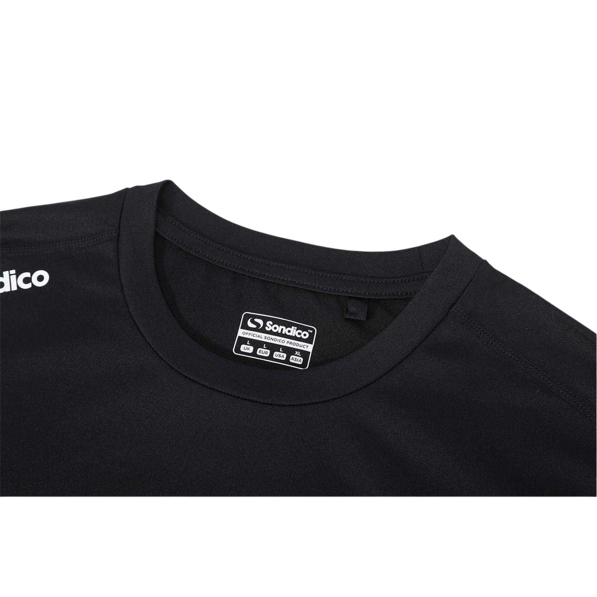 Black - Side - Sondico Mens Core Long-Sleeved Base Layer Top