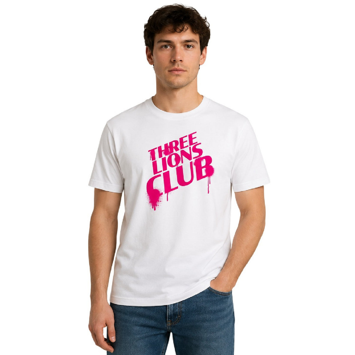 White - Side - AWD Mens Three Lions Club England T-Shirt