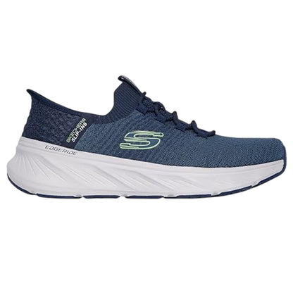 Navy - Side - Skechers Mens Knitted Slip-In Trainers