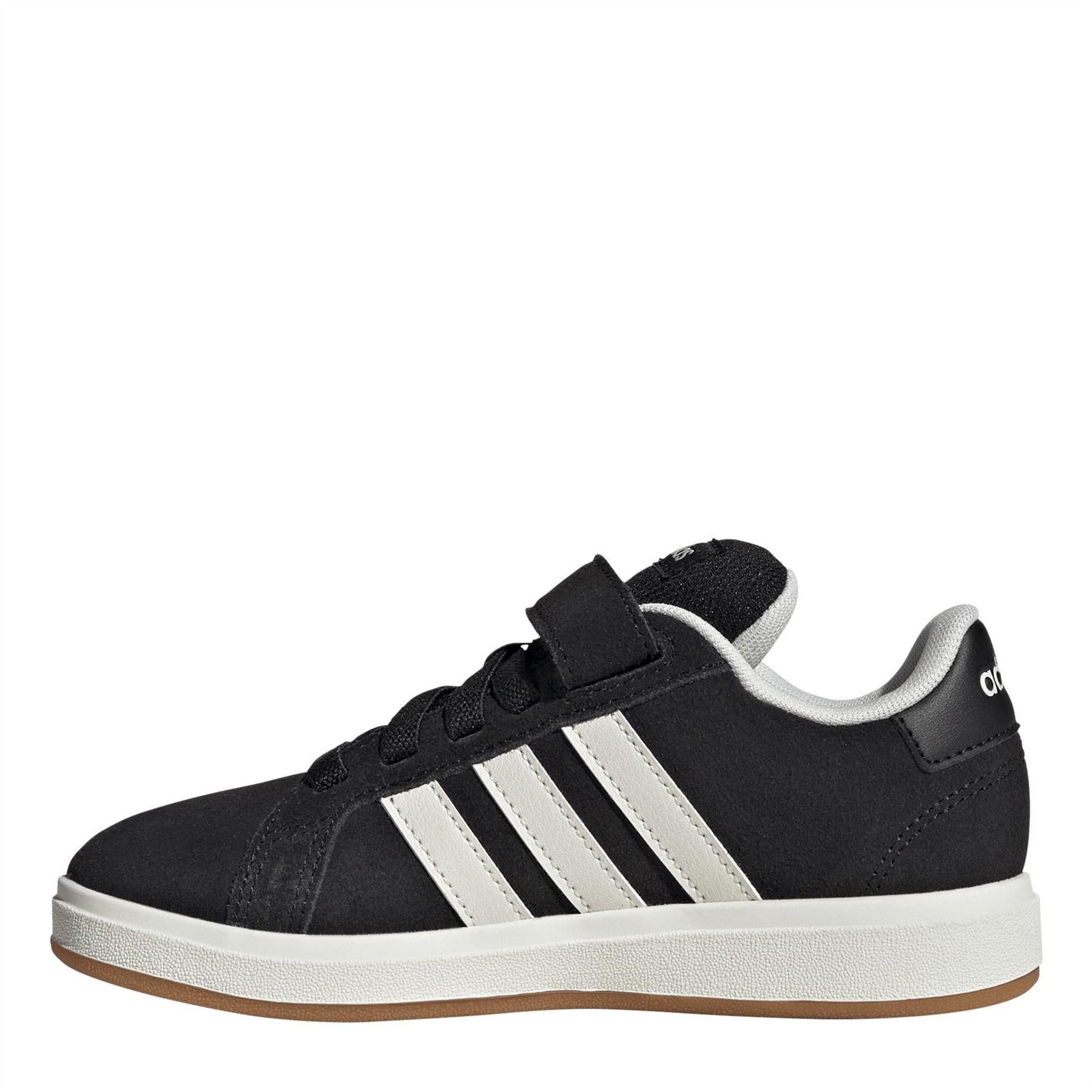 Black - Back - Adidas Childrens-Kids Noughties Suede Court Trainers